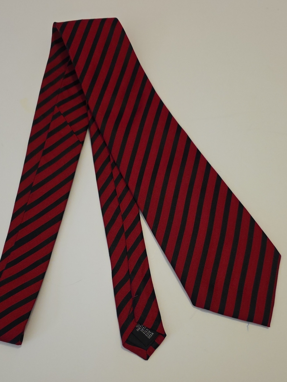Men's Red and Black Diagonal Stripe Tie